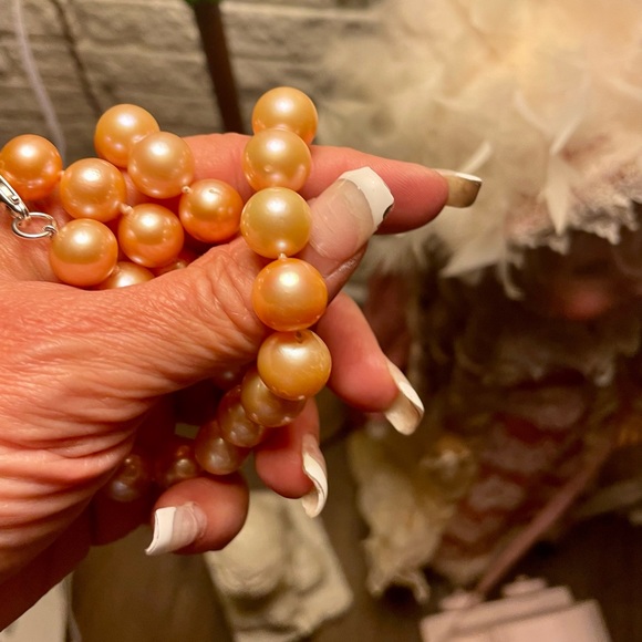 Authentic golden pink south sea pearl necklace - Picture 4 of 16